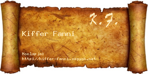 Kiffer Fanni névjegykártya